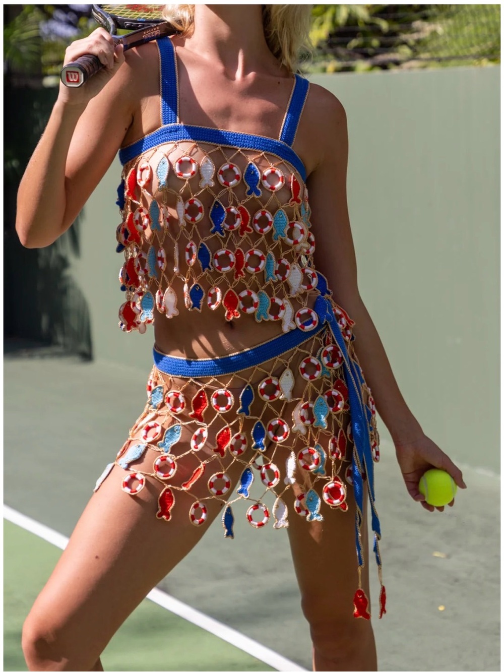 $285 NWT My Beachy Side Poisson Hand-Crocheted Top size S